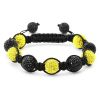 Bracelet Shamballa perles cristal jaune et noir - 1558 (Lot 50 p