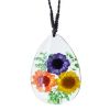 Pendentif résine avec fleur réelle - Ref BIJRNFL4 (Lot 600 pcs)