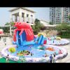 Toboggan gonflable aquatique Homard de 25 x 13.50 x 6.50 mètres avec 2 piscines