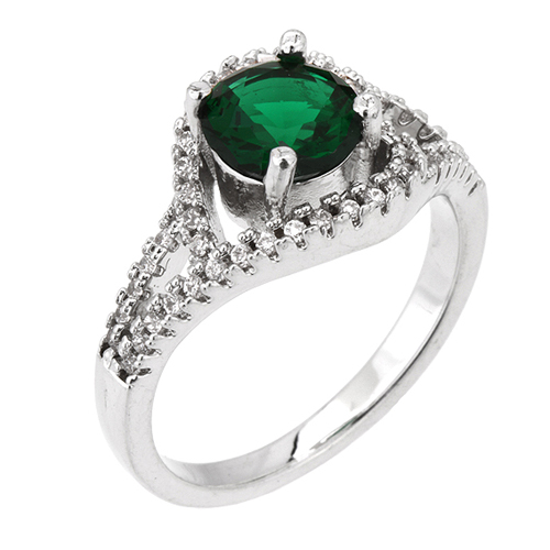 bague femme argent 925 zirconium vert