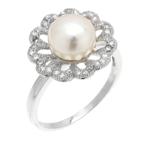 bague femme argent perle 8100967