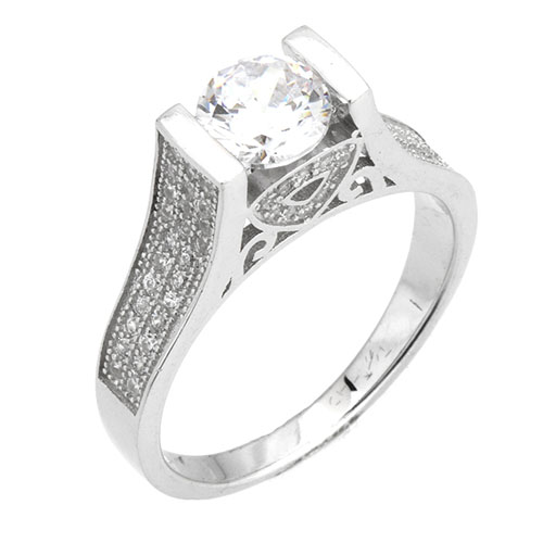 bague femme argent zirconium 8101271