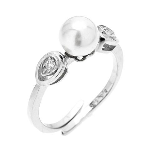 bague femme argent zirconium perle 8100496