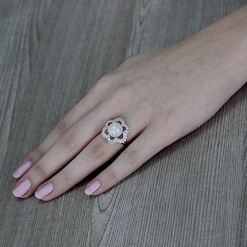 bague femme argent zirconium perle 8100567 pic6