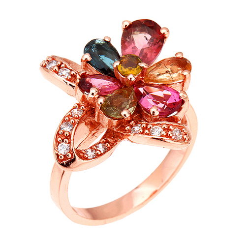 bague femme argent zirconium tourmaline 8100322