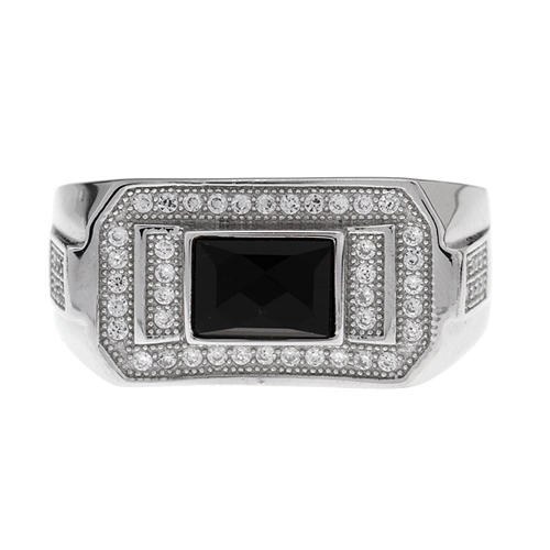 bague homme argent diamant agate 8100232 pic2