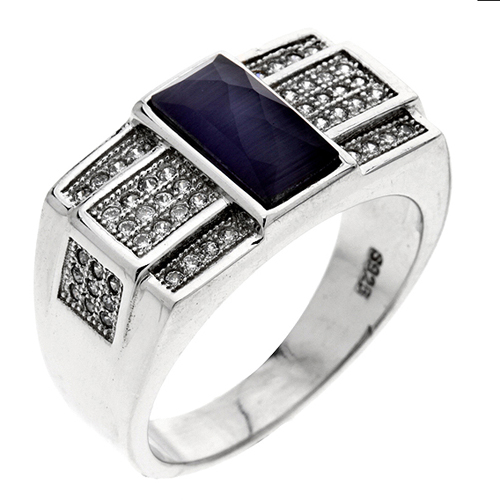 bague homme argent zirconium 8100200