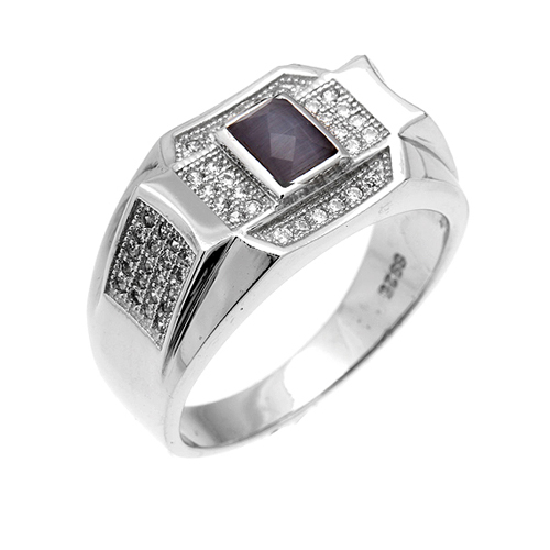 bague homme argent zirconium 8100210