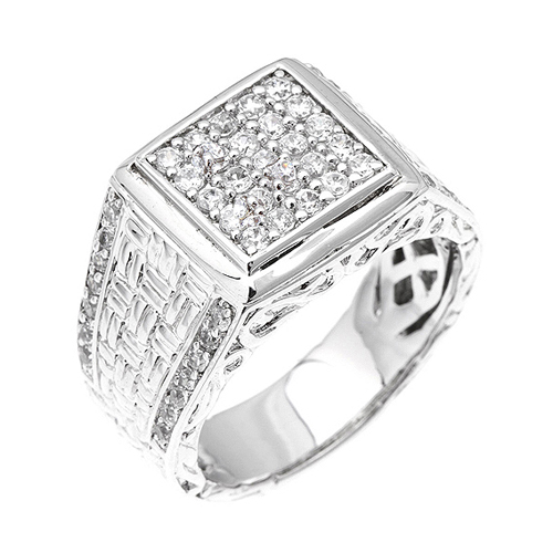 bague homme argent zirconium 8100398