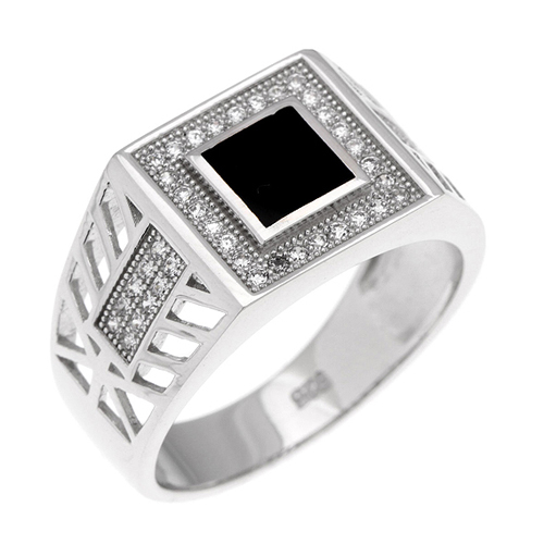 bague homme argent zirconium agate 8100207