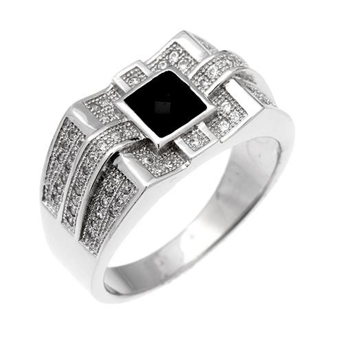 bague homme argent zirconium agate 8100246