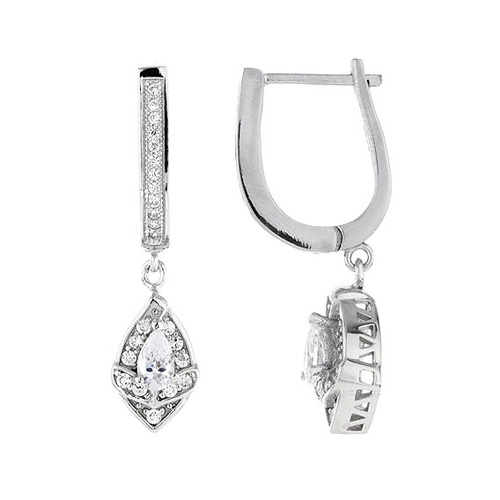 boucle oreille femme argent zirconium 9300096