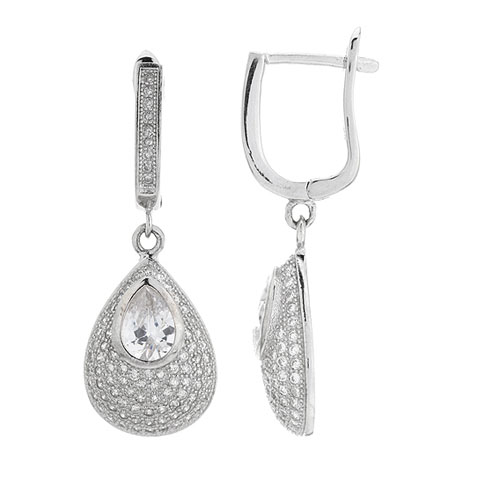 boucle oreille femme argent zirconium 9300215