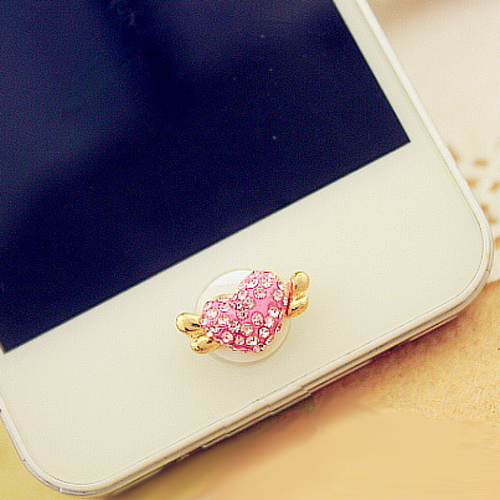 bouton iphone coeur diamant