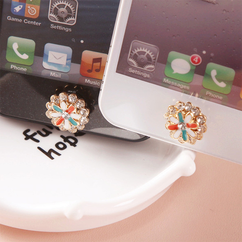 bouton iphone fleur diamant pic2