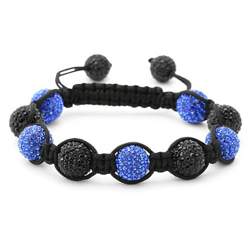 bracelet perles cristal bleu et noir 1557