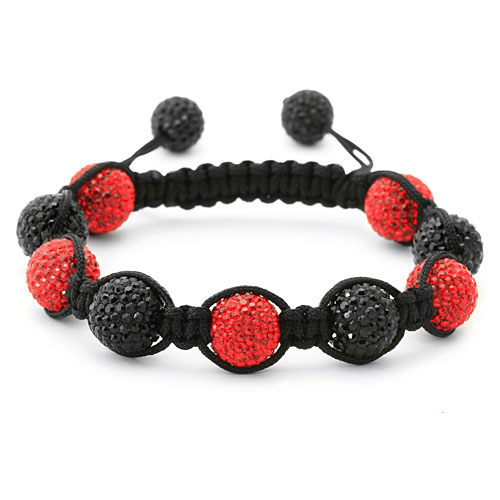 bracelet perles cristal rouge et noir 1556