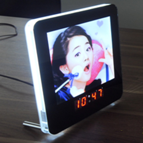 cadre photo led horloge