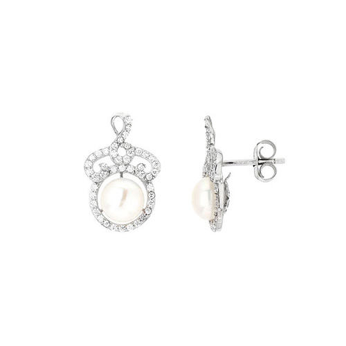 dormeuse femme argent zirconium perle 8700099