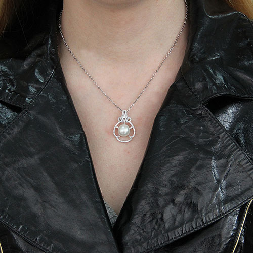 pendentif femme argent zirconium perle 8300534 pic4