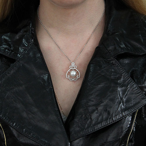 pendentif femme argent zirconium perle 8300535 pic4