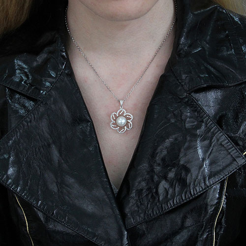 pendentif femme argent zirconium perle 8300537 pic4