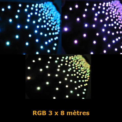 rideau led etoiles RGB 3x8m