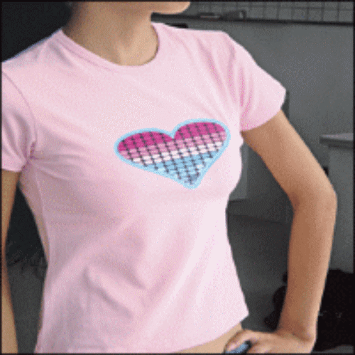 t shirt rose pour femmes logo led anime