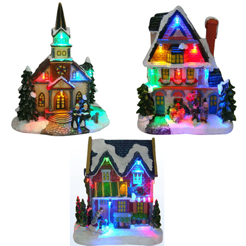 Maisons lumineuses pour village miniature de Noël. Ref MIN113 sur grossiste  chinois import